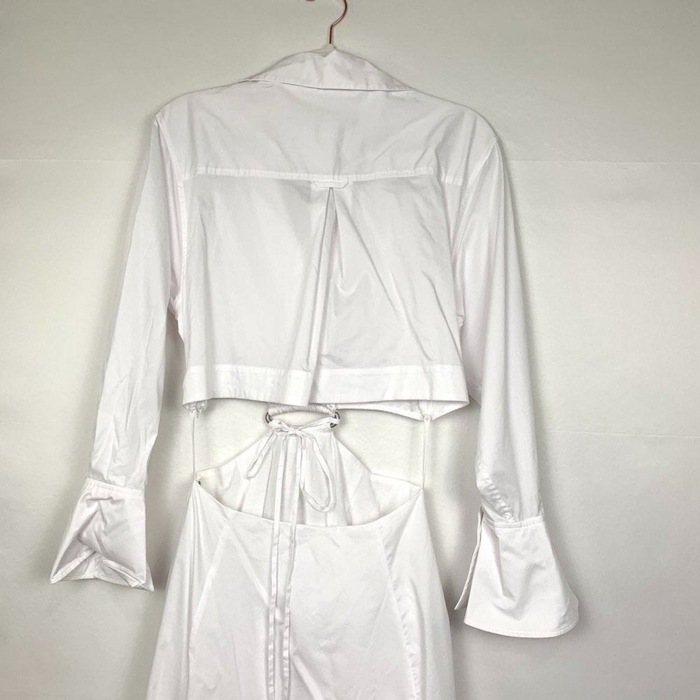 NWT Jonathan Simkhai Alex Pleated Cut Out Maxi Midi Dress White Medium - Picture 9 of 13